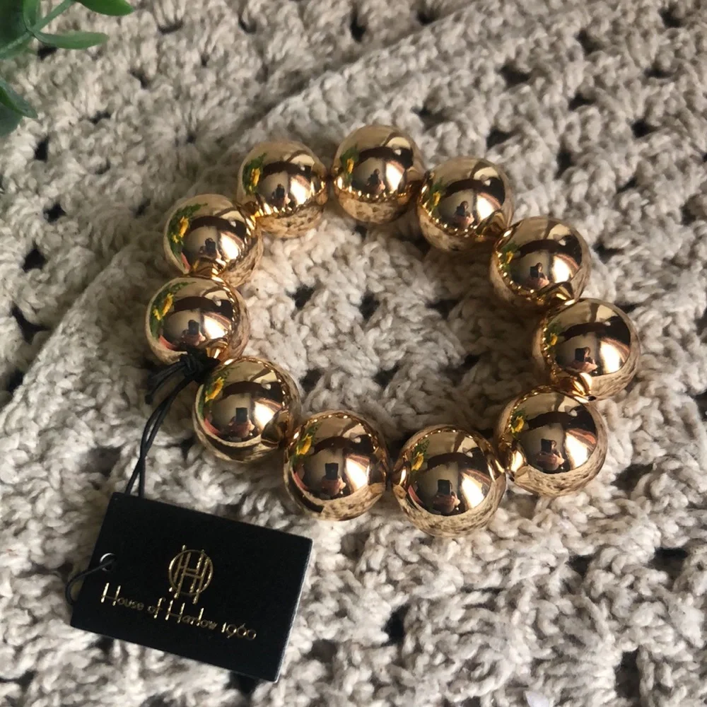House of Harlow 1960 Gold Beaded Stretch Bracelet